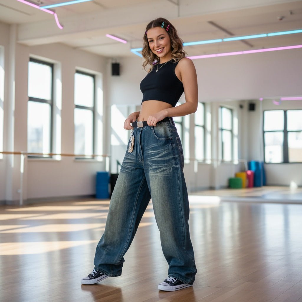 RetroWave American Vintage Washed - Out Wide - Leg Jeans - SensorySoftShop