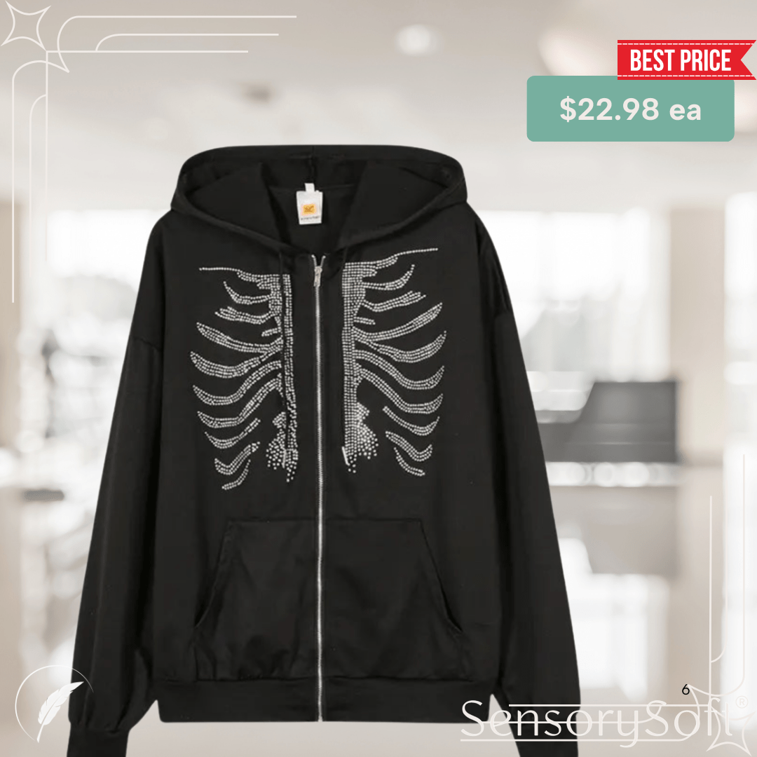 Rhinestone Skeleton Hoodies - SensorySoft