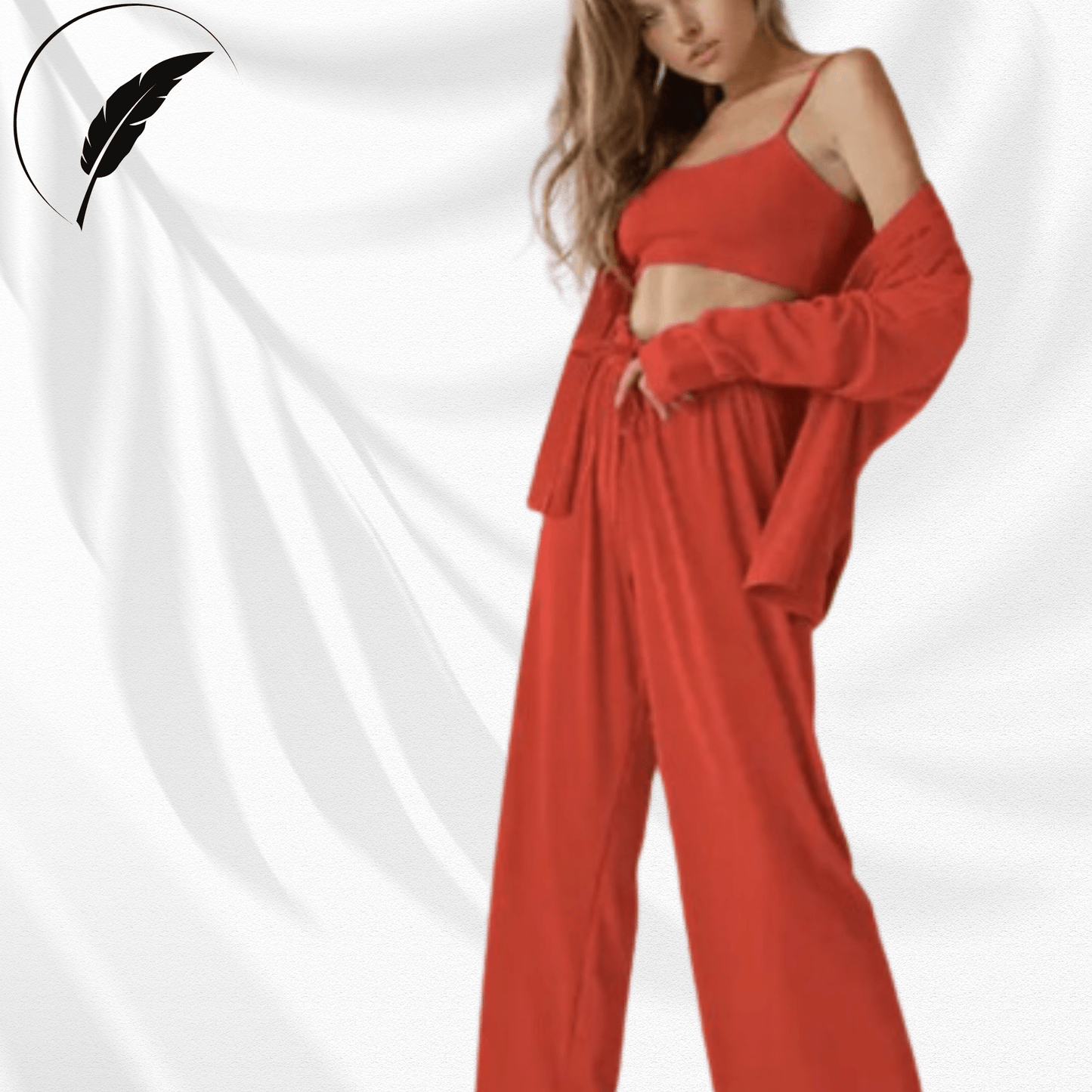 Ribbed Drop Sleeves Sleepwear Set - SensorySoftShop