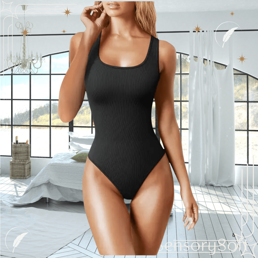 Ribbed Knitted Sleeveless Bodysuit - SensorySoft