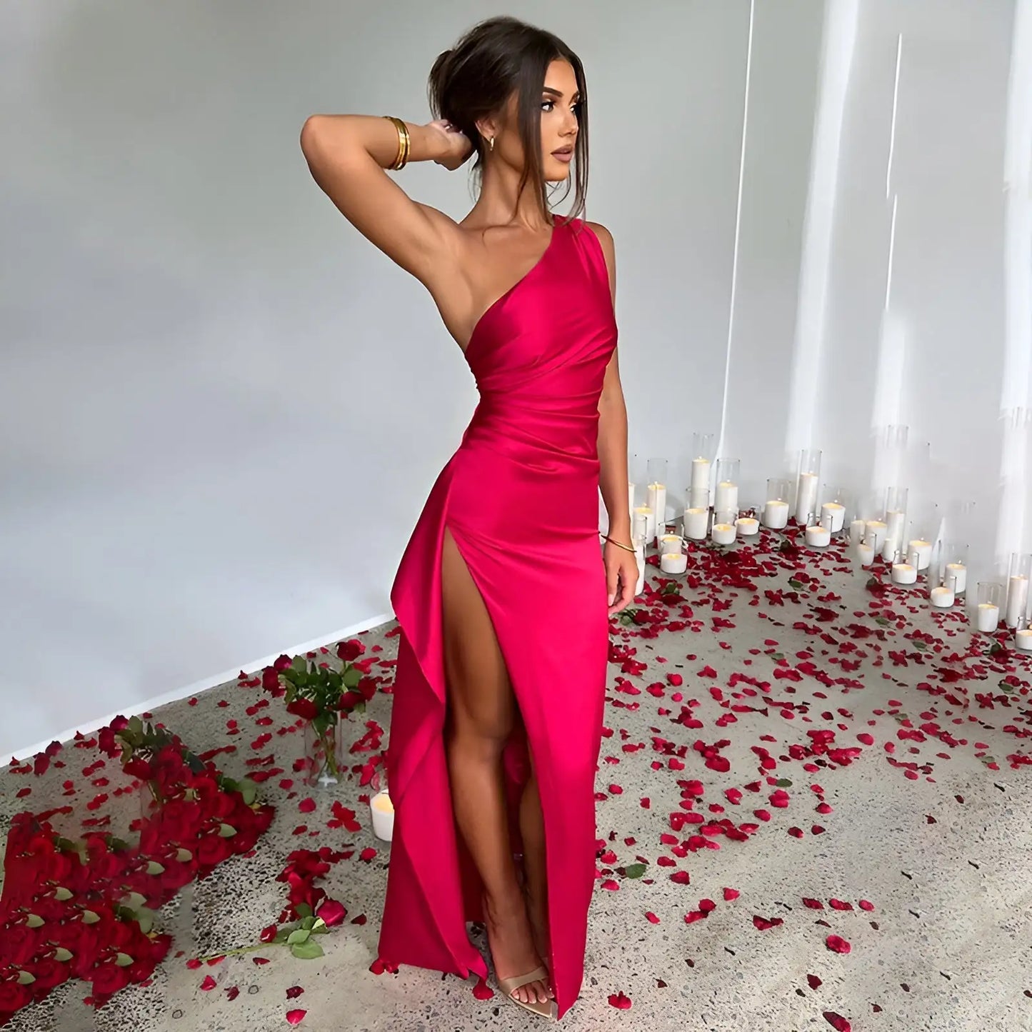 Satin Split Elegance Dress