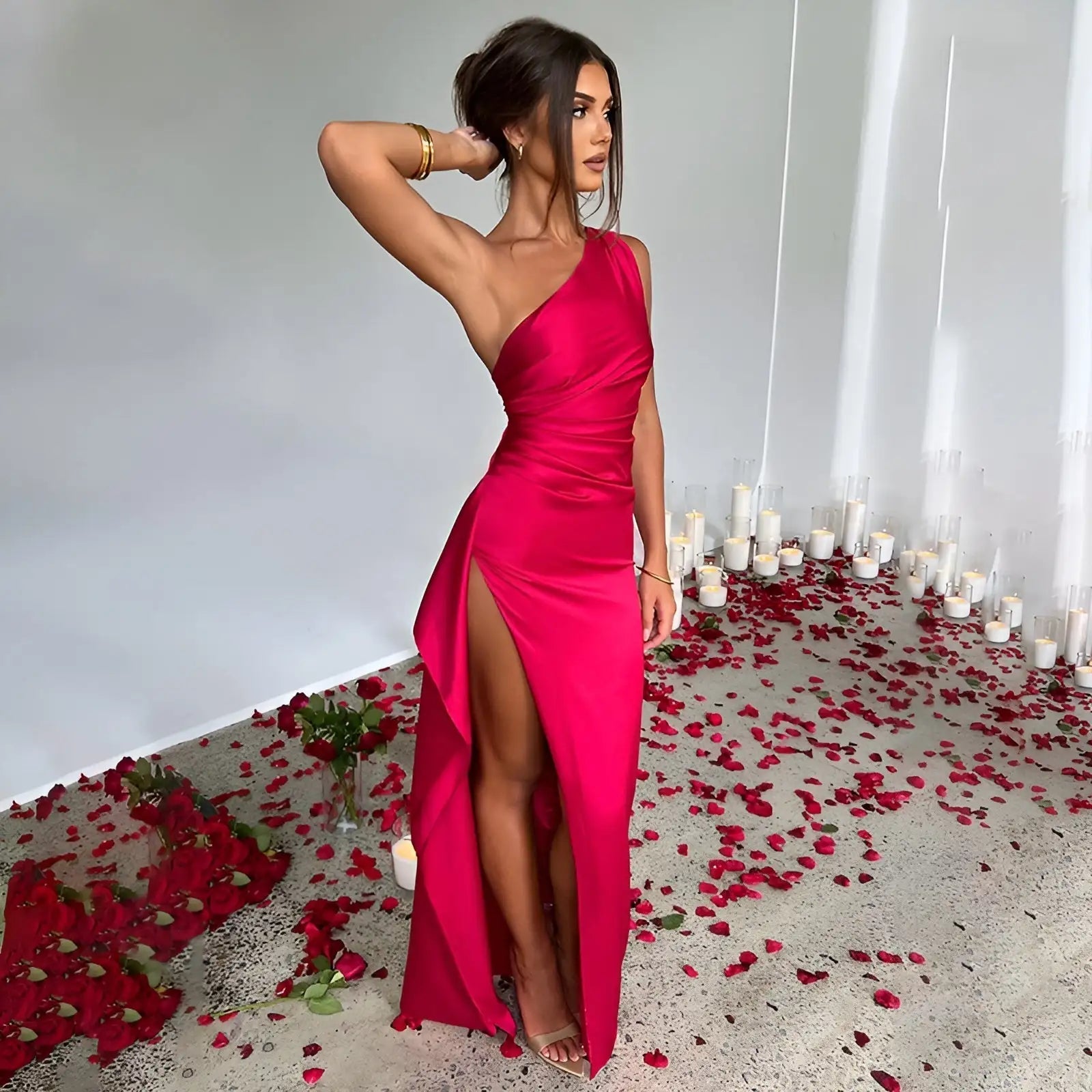Satin Split Elegance Dress - SensorySoftShop