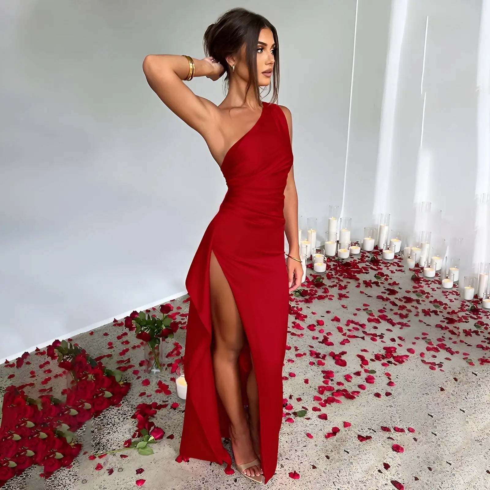 Satin Split Elegance Dress - SensorySoftShop