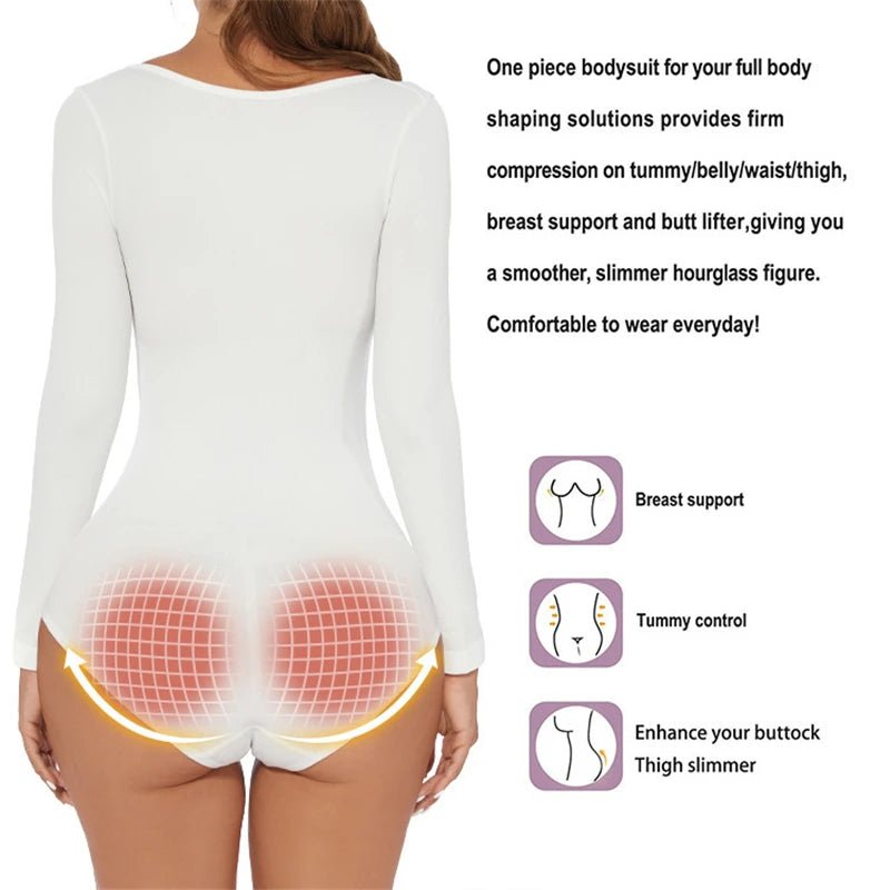 Seamless Long Sleeve - Full Support Brief Bodysuit - SensorySoft