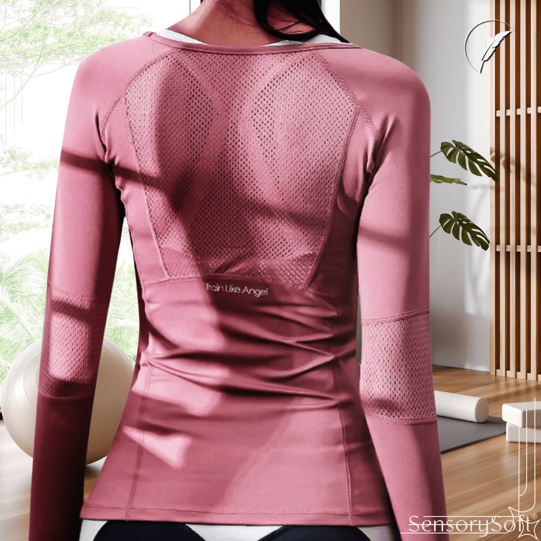 Seamless Long Sleeve Women's Sports Shirt - Pretty In Pink - SensorySoft