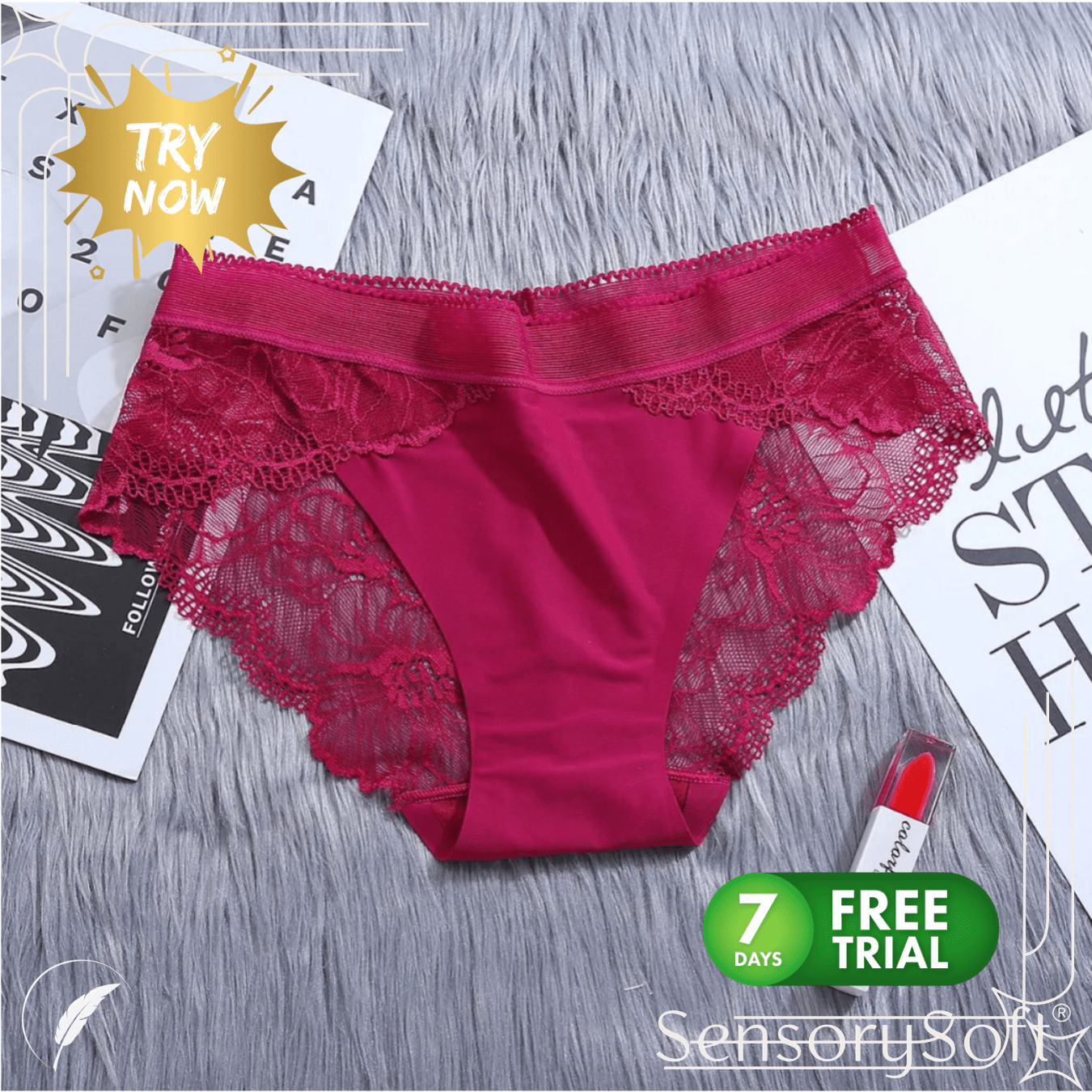Seamless Mid - Waist Ice Silk Lace Panties - SensorySoft