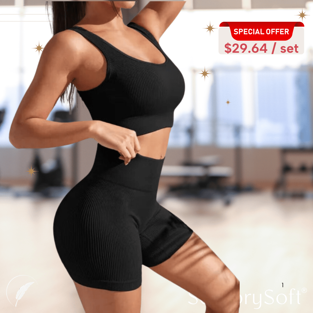 Seamless Ribbed Yoga Sets For Women - SensorySoftShop