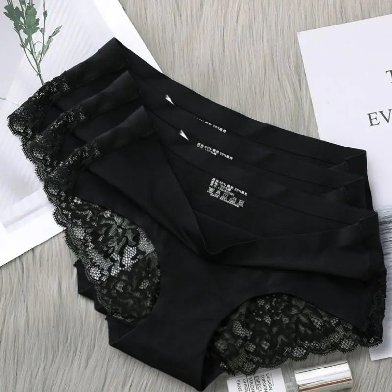 Seamless Solid Underwear Low - Rise Lace Lingerie - SensorySoftShop