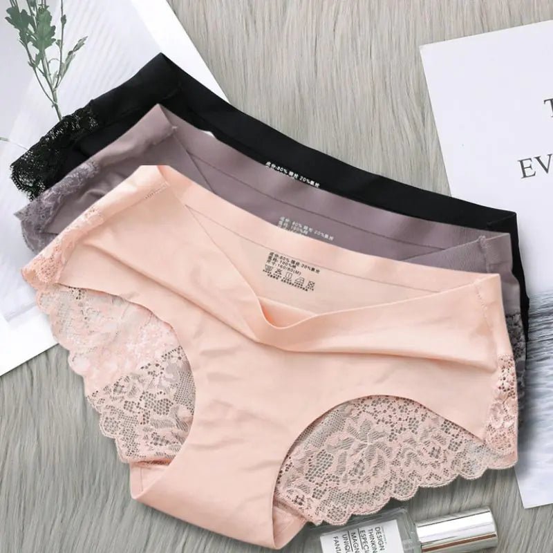 Seamless Solid Underwear Low - Rise Lace Lingerie - SensorySoftShop