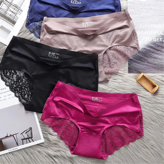 Seamless Solid Underwear Low - Rise Lace Lingerie - SensorySoftShop