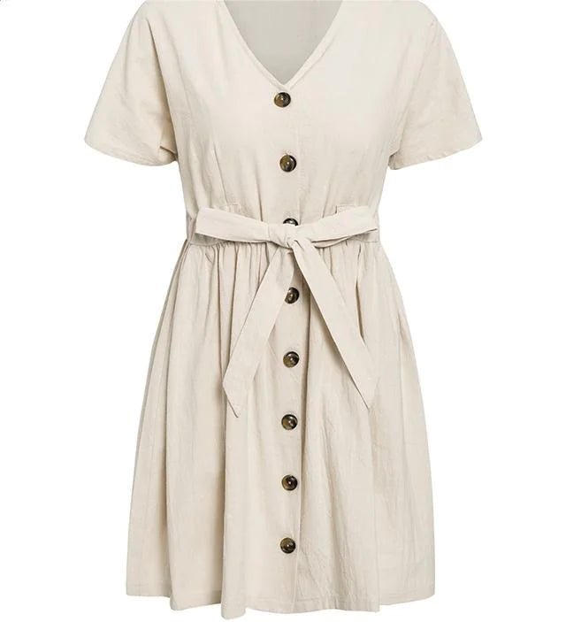 Short V - Neck Summer Dresses - SensorySoftShop