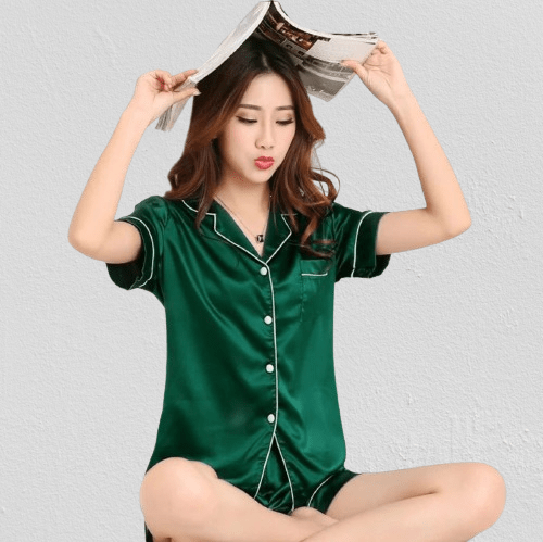 Silk Satin Pajamas - Shorts and Tops - SensorySoftShop