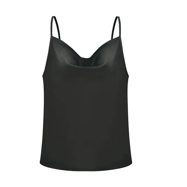 Silk Satin Sleeveless Spaghetti Strap Cami Tops - SensorySoftShop