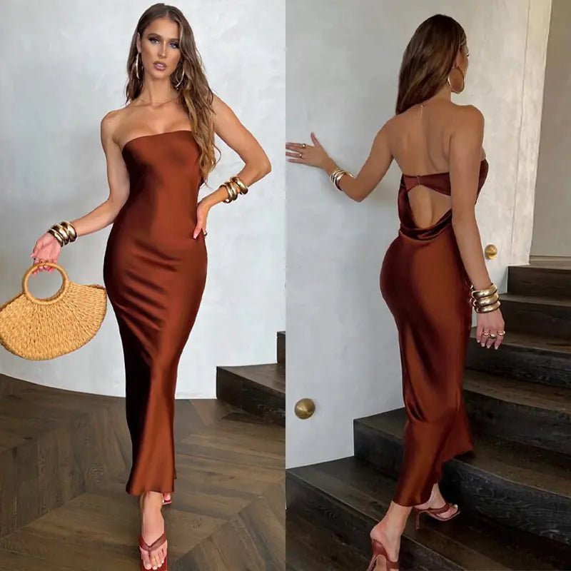 Silkwyn Sexy Satin Evening Dress - SensorySoftShop