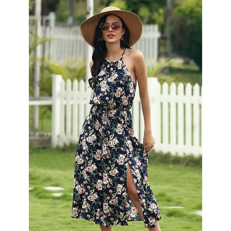 Sleeveless Mid - Calf Patchwork Women's Dress - SensorySoft