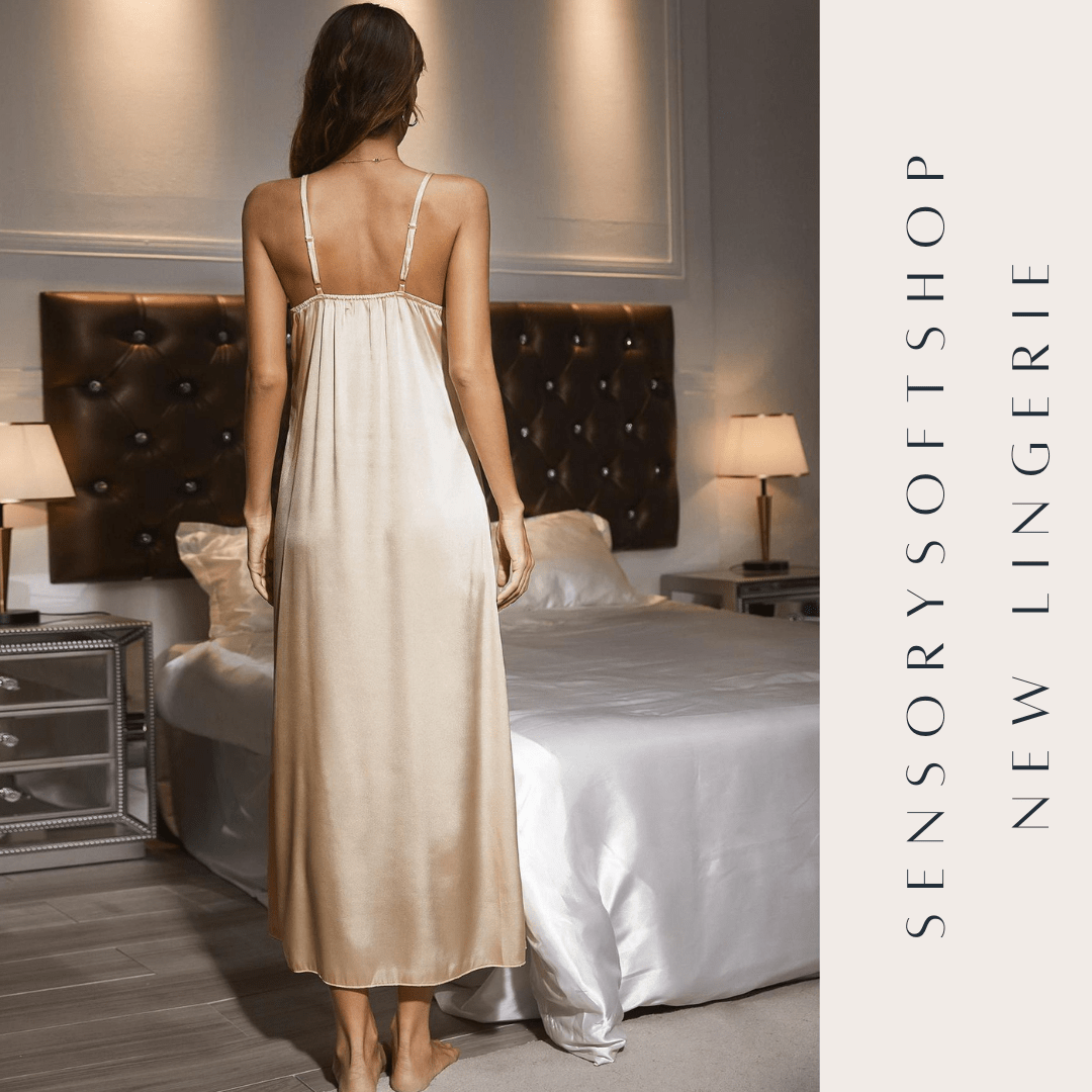 Slit Lace Sexy Pajamas in Soft Silk - SensorySoft