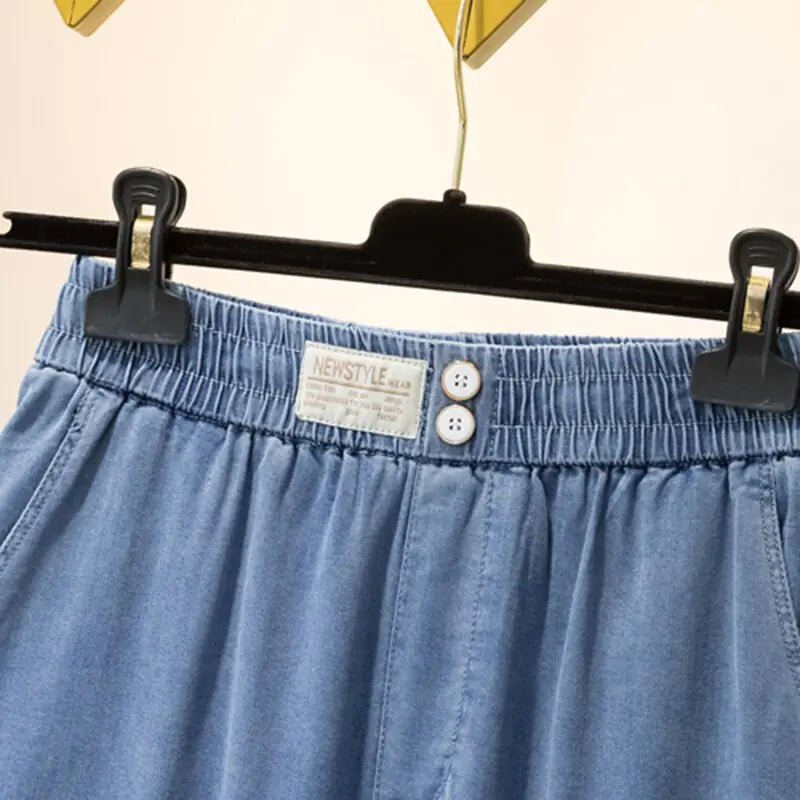 Soft Ice Silk Jeans Women High Waist Wide Leg Pants - SensorySoftShop