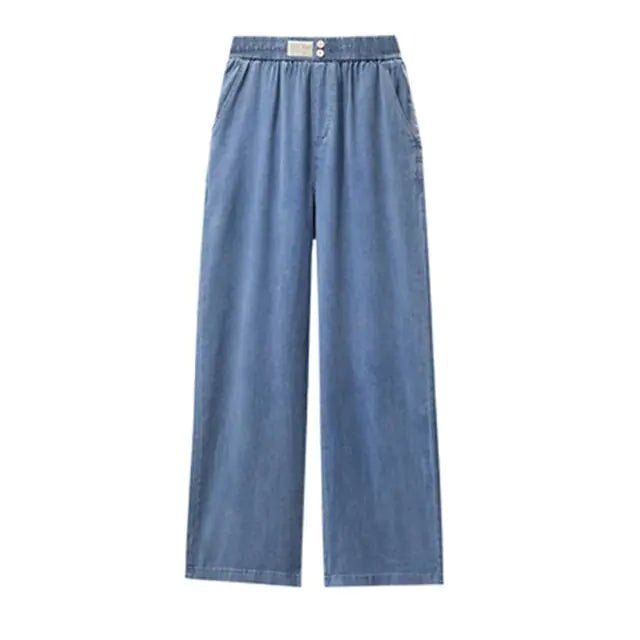 Soft Ice Silk Jeans Women High Waist Wide Leg Pants - SensorySoftShop