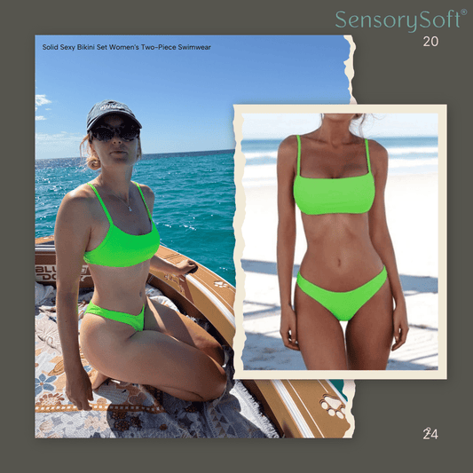Solid Sexy Bikini Set Women's Two - Piece Swimwear - In Green - SensorySoft