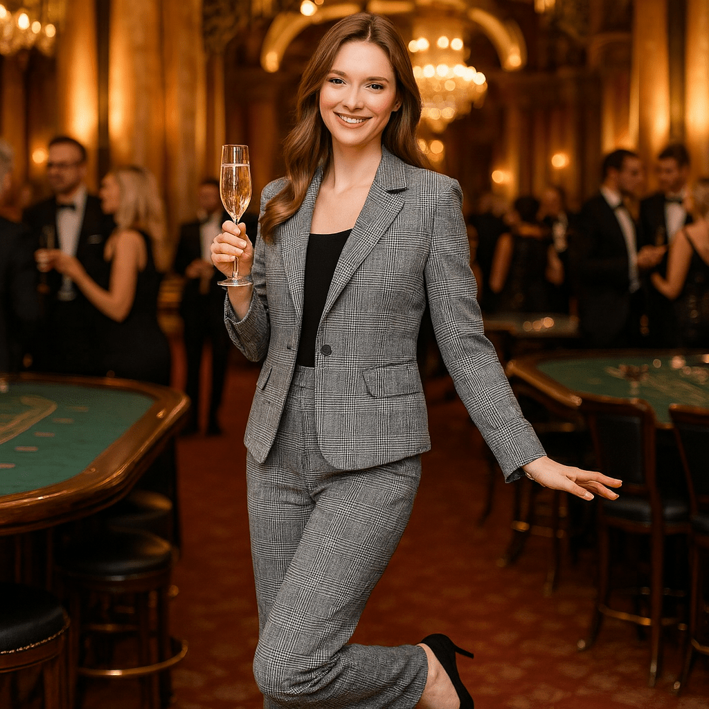 Spring 2025 Women's Plaid Suit Set with Pants - SensorySoftShop