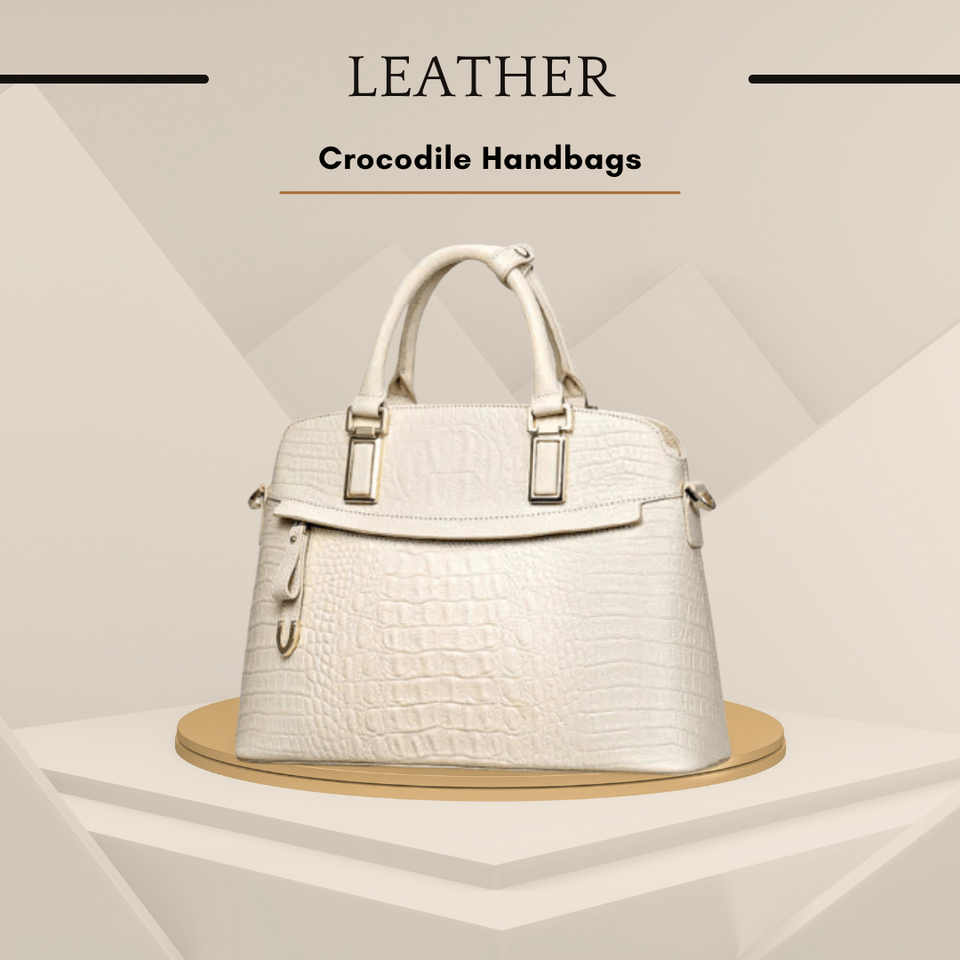 Stylish Genuine Leather Women's Crocodile Shell Bag - In Beautiful White - SensorySoft