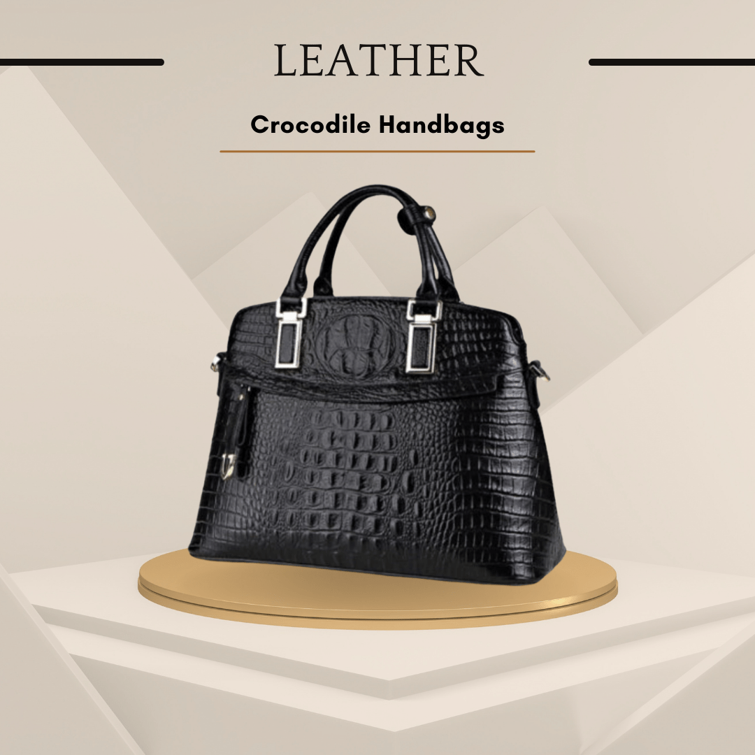 Stylish Genuine Leather Women's Crocodile Shell Bag - In Traditional Black - SensorySoft