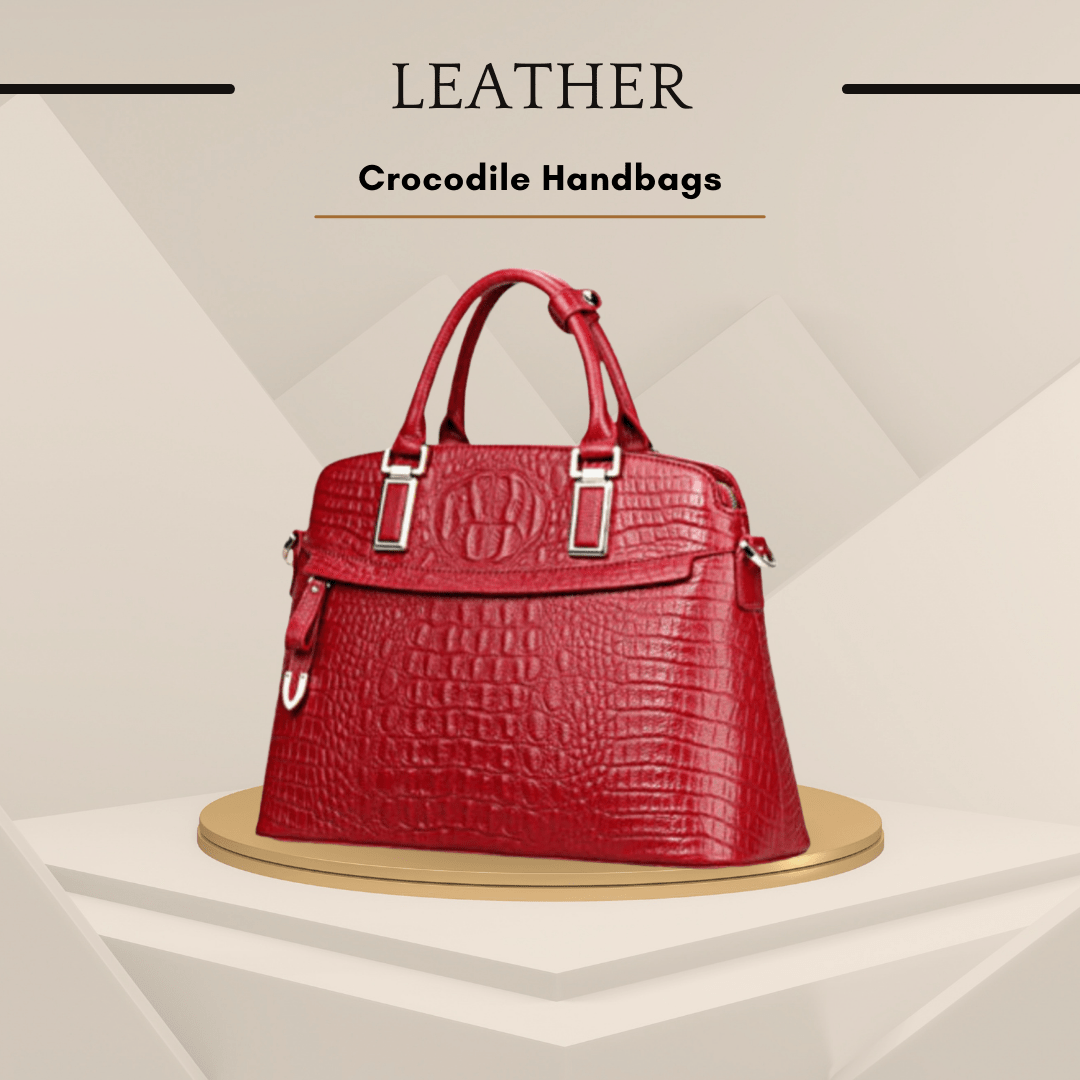 Stylish Genuine Leather Women's Crocodile Shell Bag - In Wine Red - SensorySoft