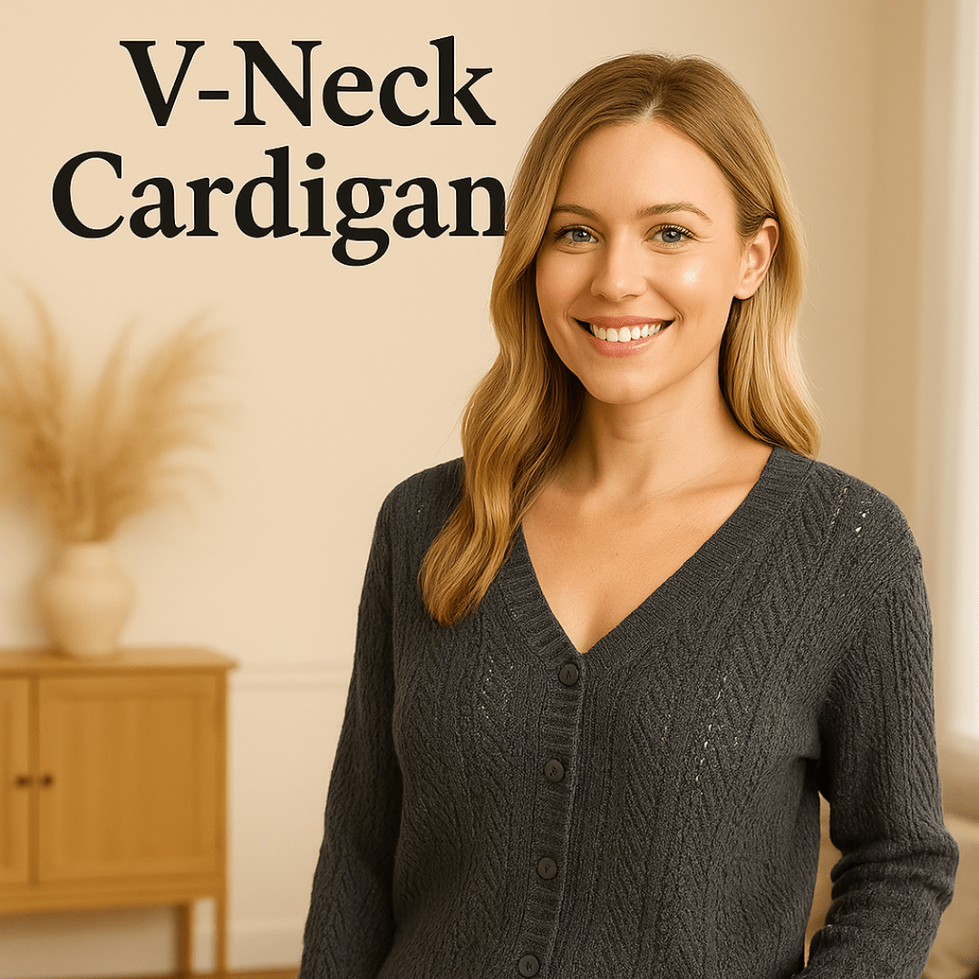 Stylish V - Neck Cardigan – Where Comfort Meets Effortless Elegance - SensorySoft