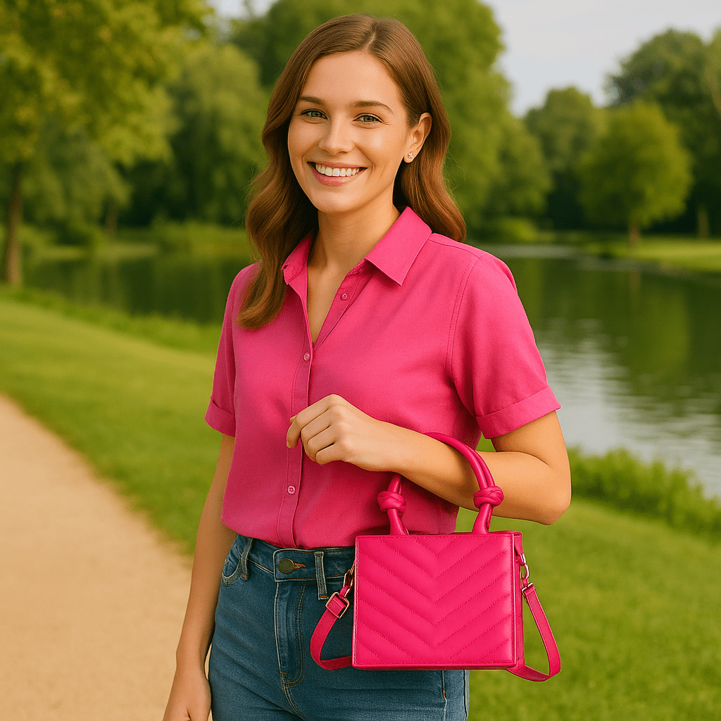 Stylish Women's Handbags Collection in Rose Red - SensorySoft
