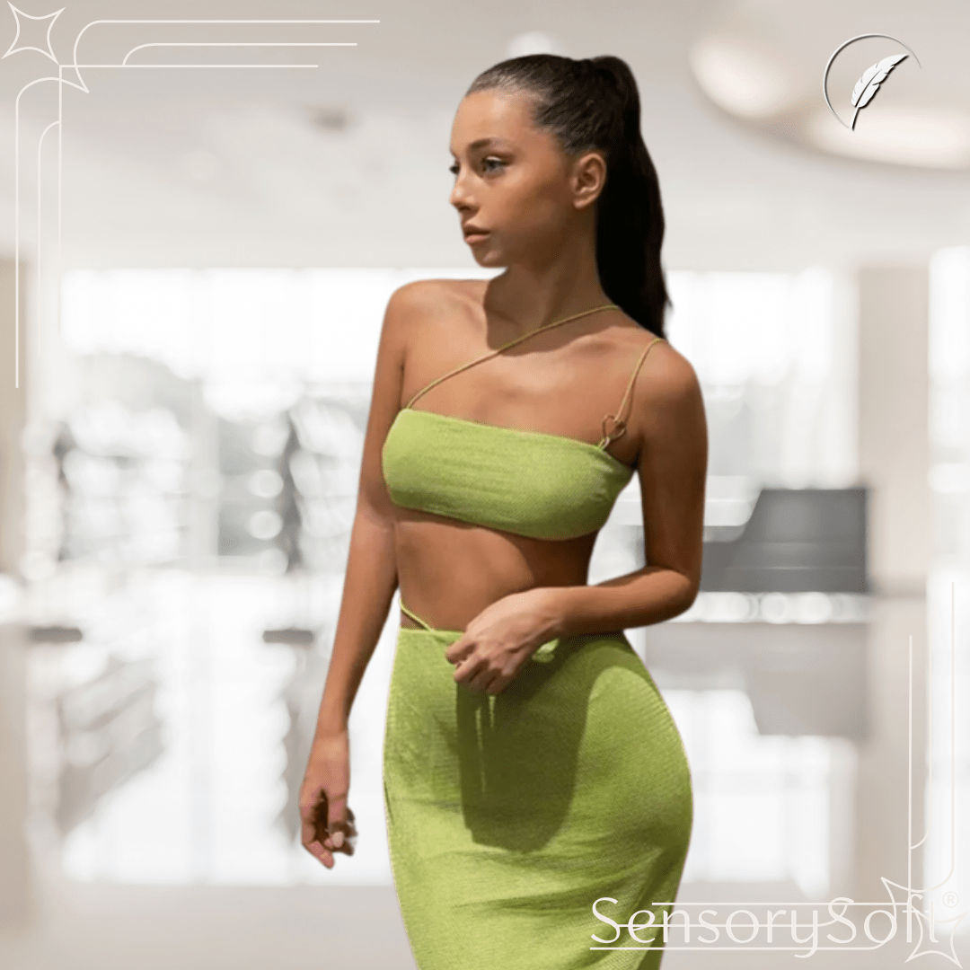 Summer Beach Mesh Two Piece Set - Green - SensorySoft