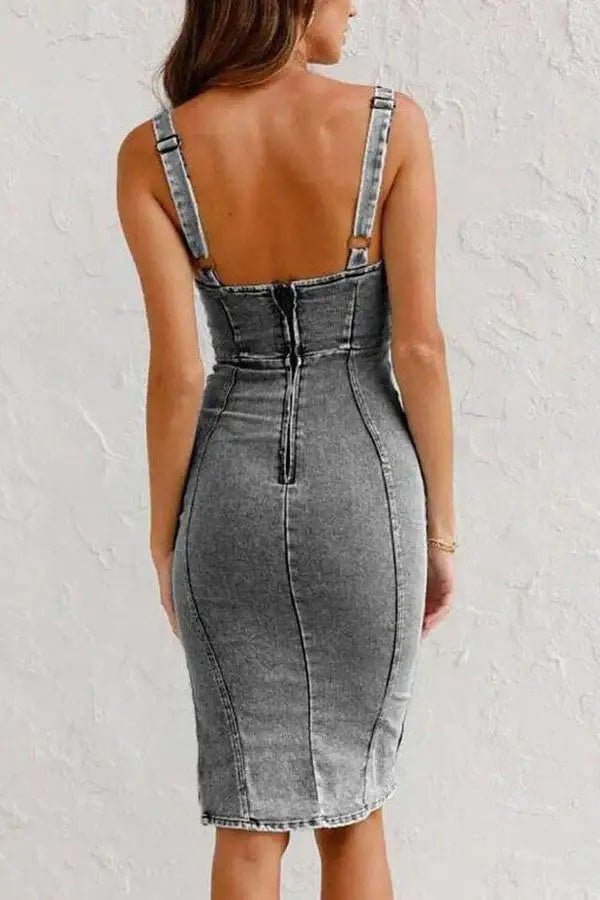 Summer Ladies Zipper Denim Dress - SensorySoftShop