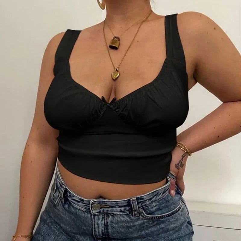 Summer Milkmaid Crop Tops for Women - White Ruched Bow Camis - SensorySoft