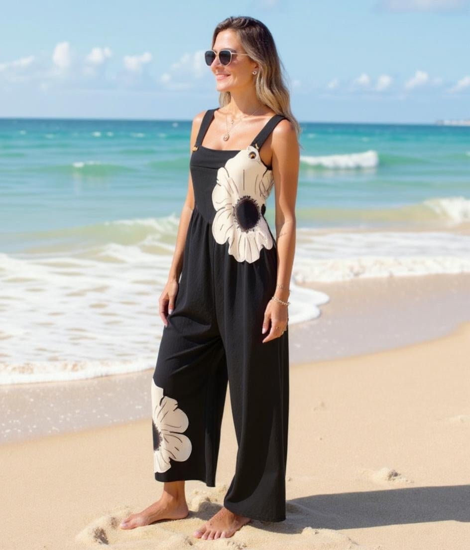 Summer New Women's Vintage Printed Jumpsuit - SensorySoft