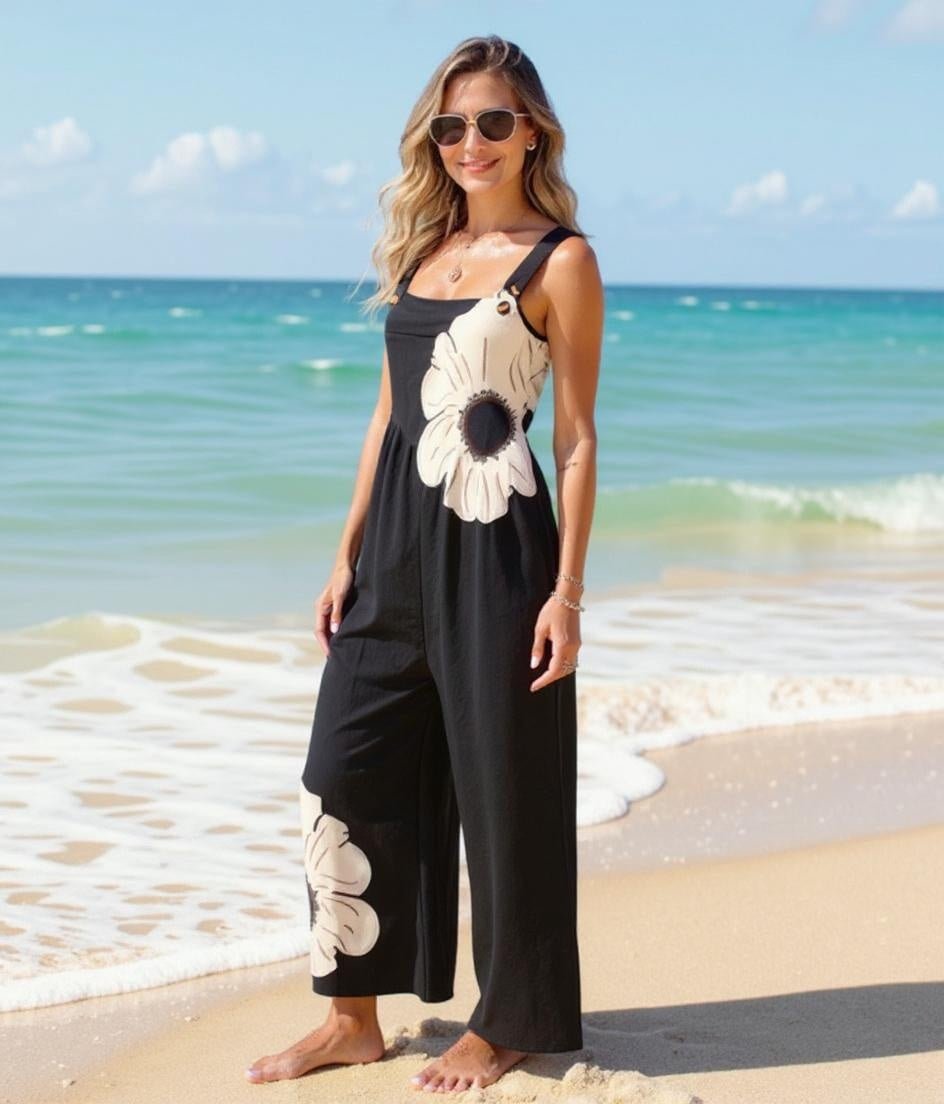 Summer New Women's Vintage Printed Jumpsuit - SensorySoft