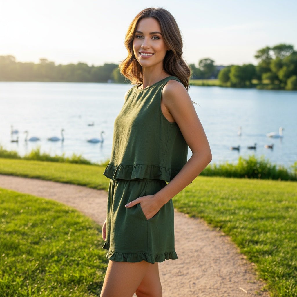 Summer Women's Casual Set: Sleeveless Top and Shorts - SensorySoftShop