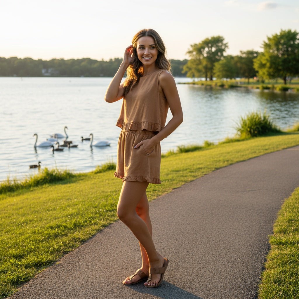 Summer Women's Casual Set: Sleeveless Top and Shorts - SensorySoftShop