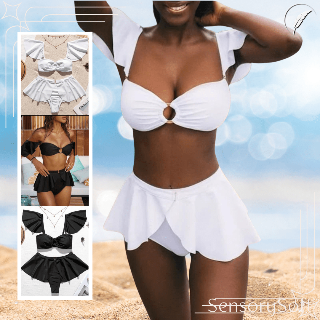 Swimsuit High Waist Bikini – Retro White - SensorySoft
