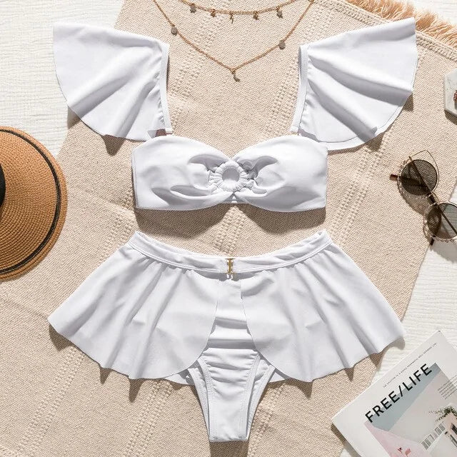 Swimsuit High Waist Bikini – Retro White - SensorySoft