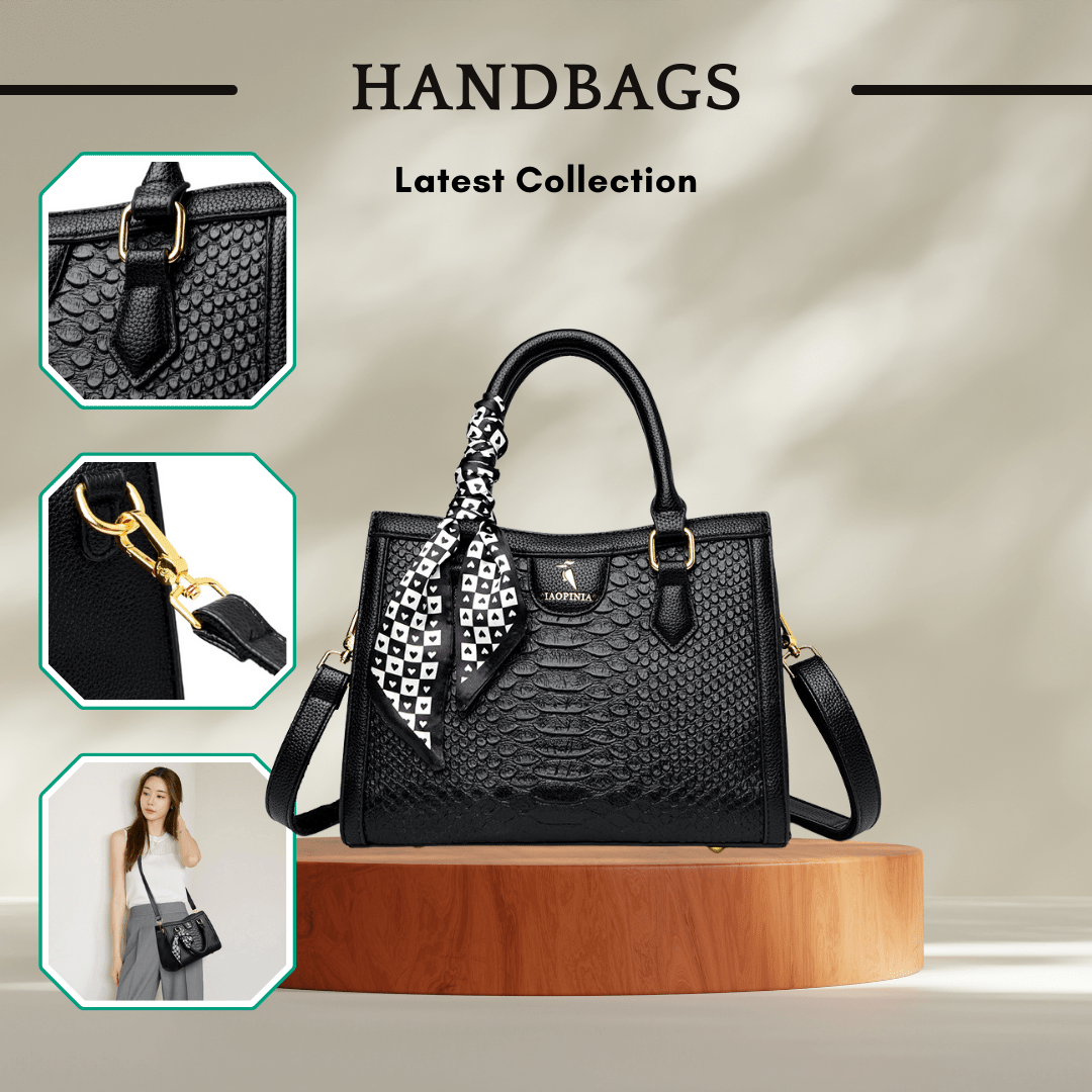 Textured Silk Scarf Pattern Crossbody Handbag In Timeless Black - SensorySoft