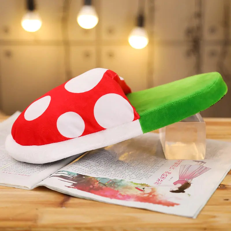 Mushroom Plush Slippers - mushroom and cottagecore fans favorite footwear