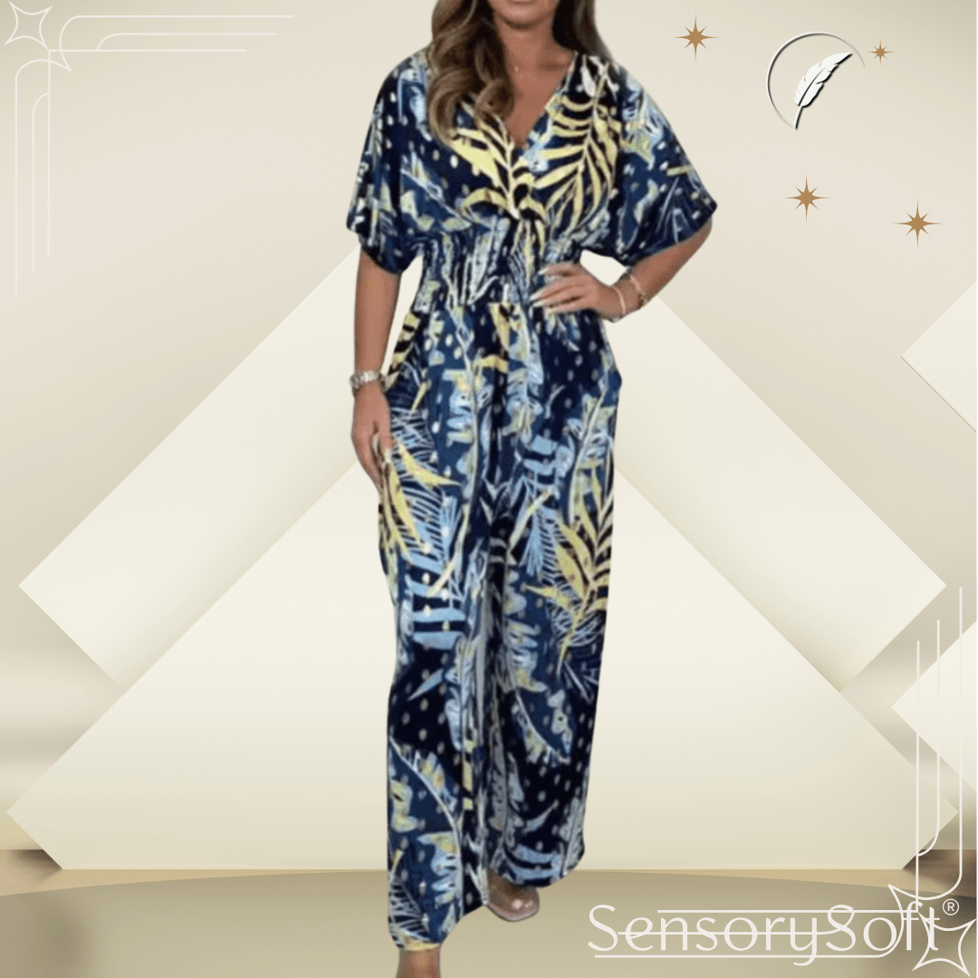 The Holiday Flow Jumpsuit – Effortless Elegance in Blue - SensorySoft