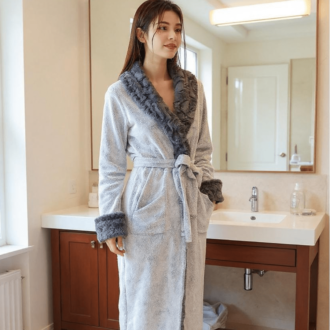 Thick and Long Flannel Bathrobe - SensorySoft