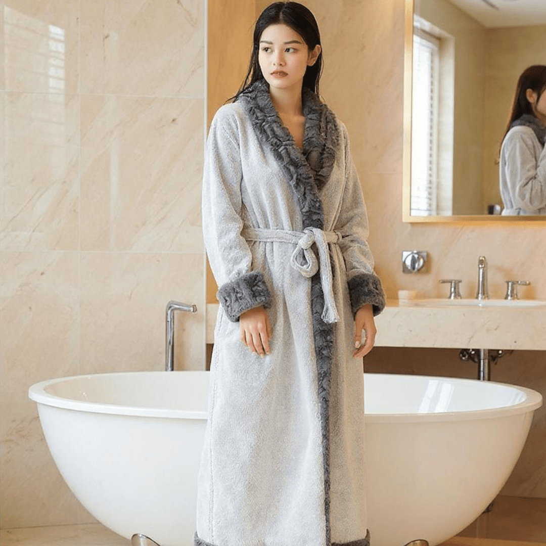 Thick and Long Flannel Bathrobe - SensorySoft