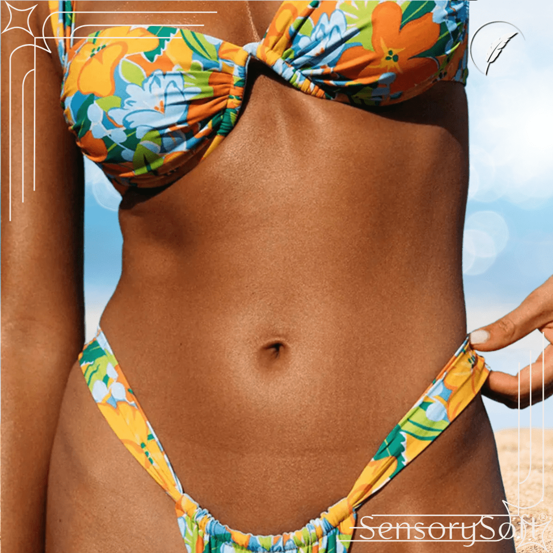 Thong Brazilian Bikinis Set - Blue and Yellow Bathing Suit Beachwear - SensorySoft