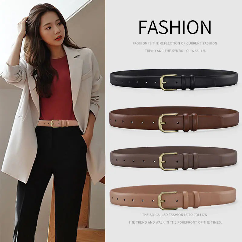 Women's Leather Belt with Simple Design for Jeans and Skirts