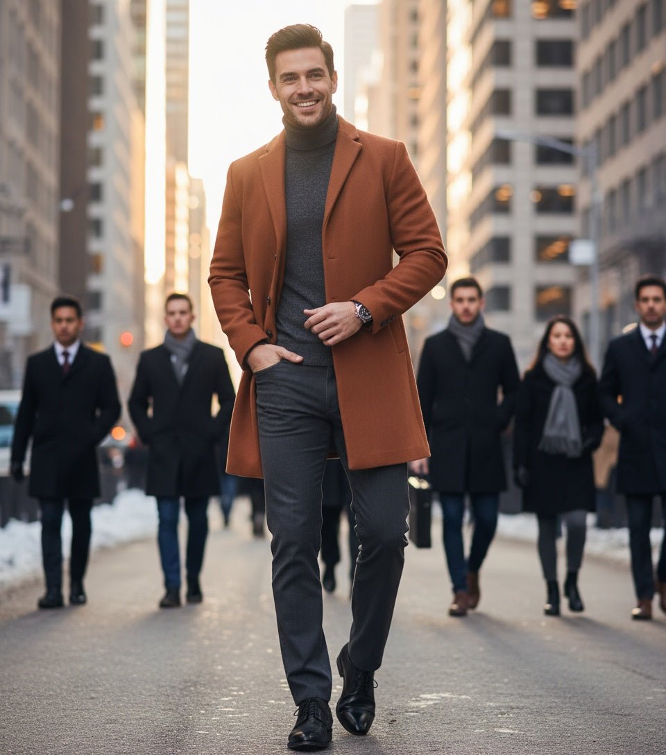 Tweed Coat Men's Medium - Length Thickened Jacket - SensorySoftShop