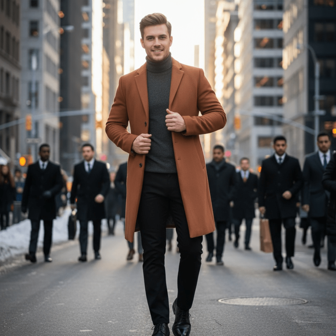Tweed Coat Men's Medium - Length Thickened Jacket - SensorySoftShop