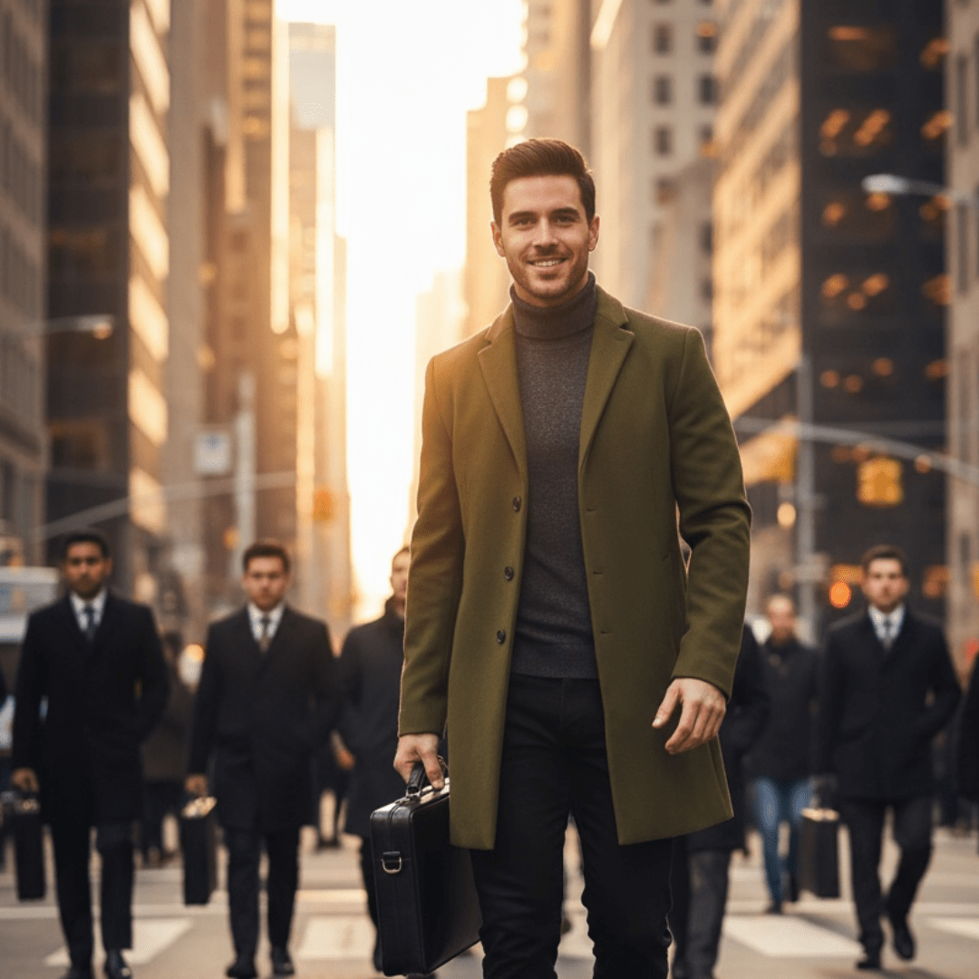Tweed Coat Men's Medium - Length Thickened Jacket - SensorySoftShop