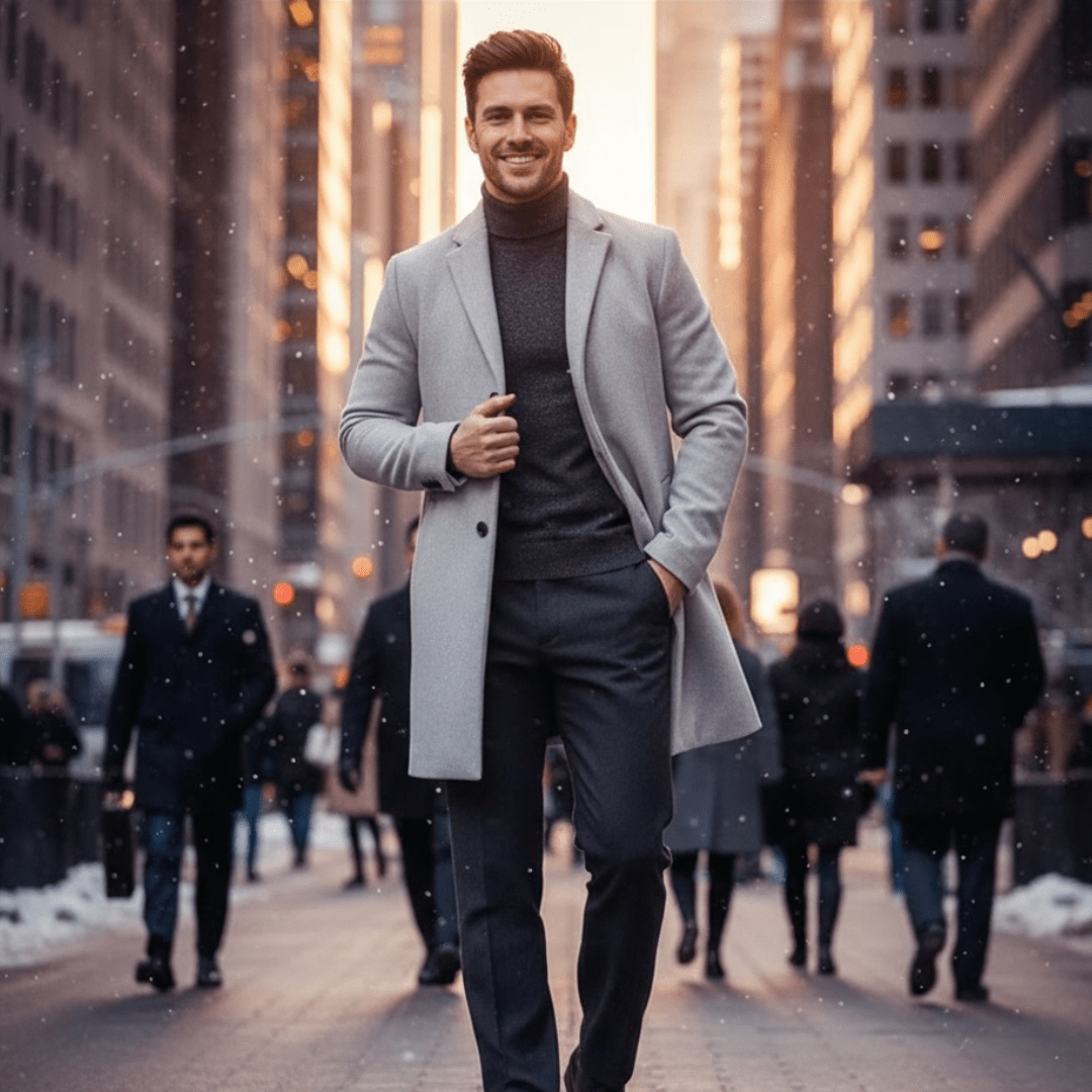Tweed Coat Men's Medium - Length Thickened Jacket - SensorySoftShop