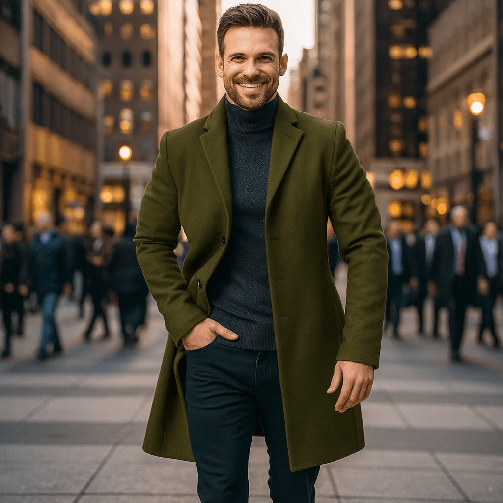 Tweed Coat Men's Medium - Length Thickened Jacket - SensorySoftShop